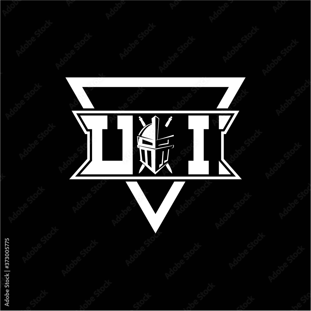 The initials inspiration U I modern knight logo with a triangle The initials inspiration U I modern knight logo with a triangle
