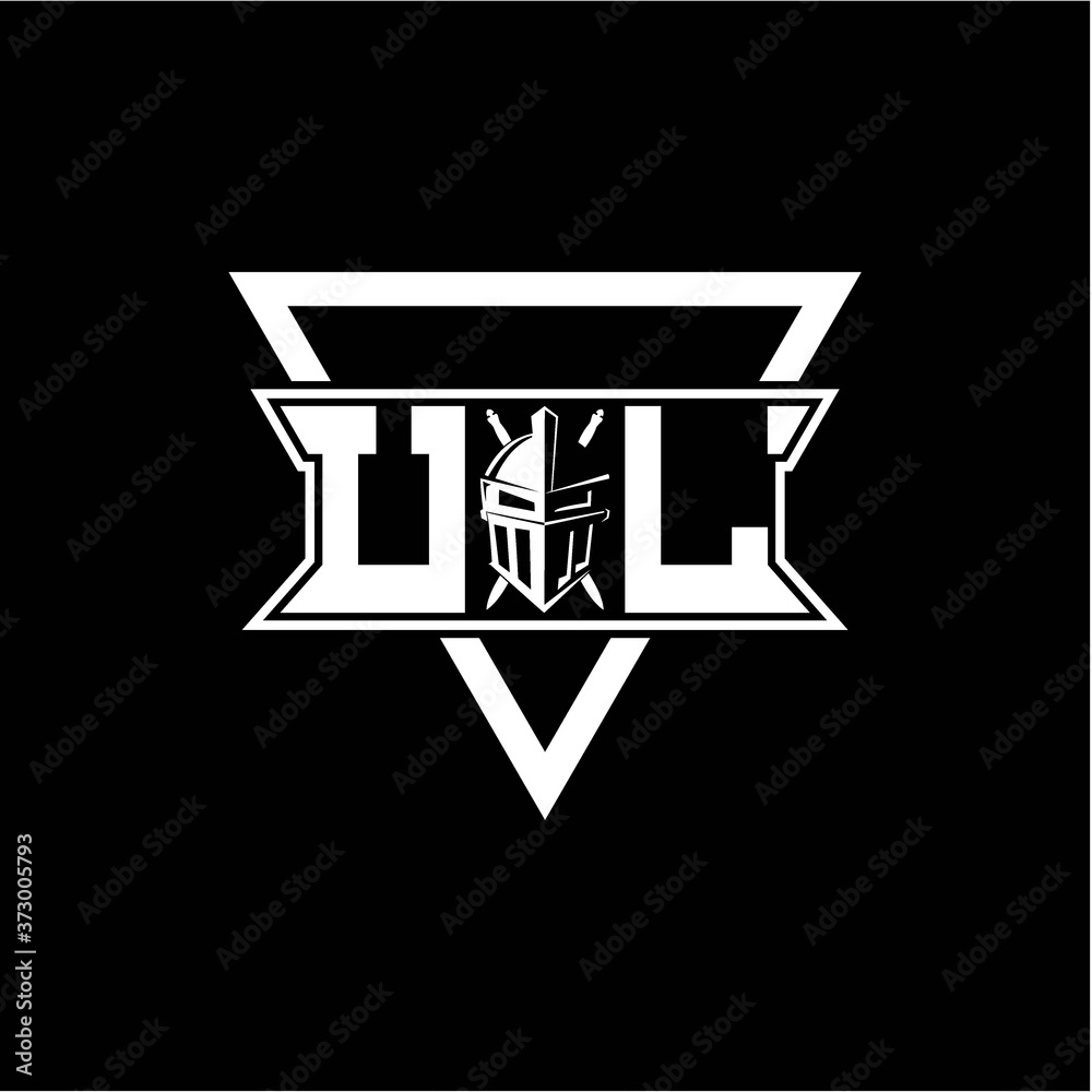 The initials inspiration U L modern knight logo with a triangle The initials inspiration U L modern knight logo with a triangle