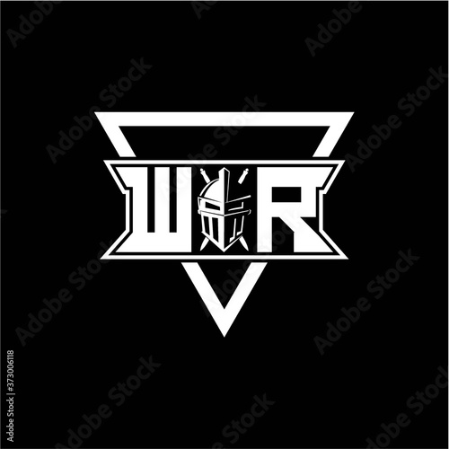 The initials inspiration W R modern knight logo with a triangle