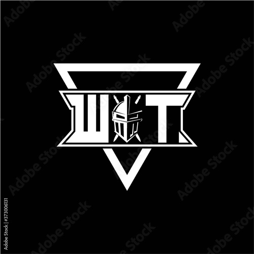 The initials inspiration W T modern knight logo with a triangle