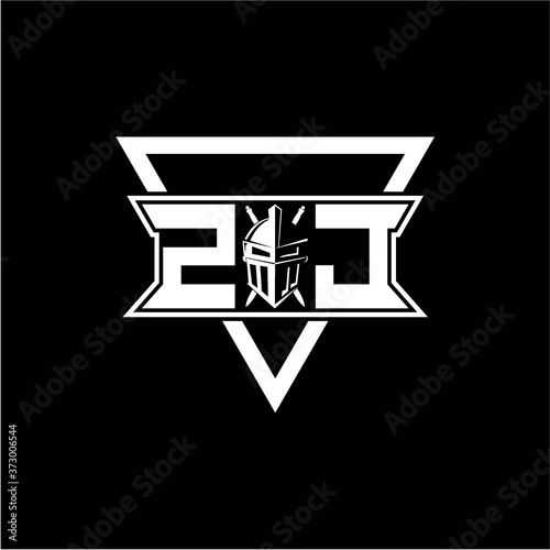 The initials inspiration Z J modern knight logo with a triangle Free Download The initials inspiration Z J modern knight logo with a triangle - GFXLoad