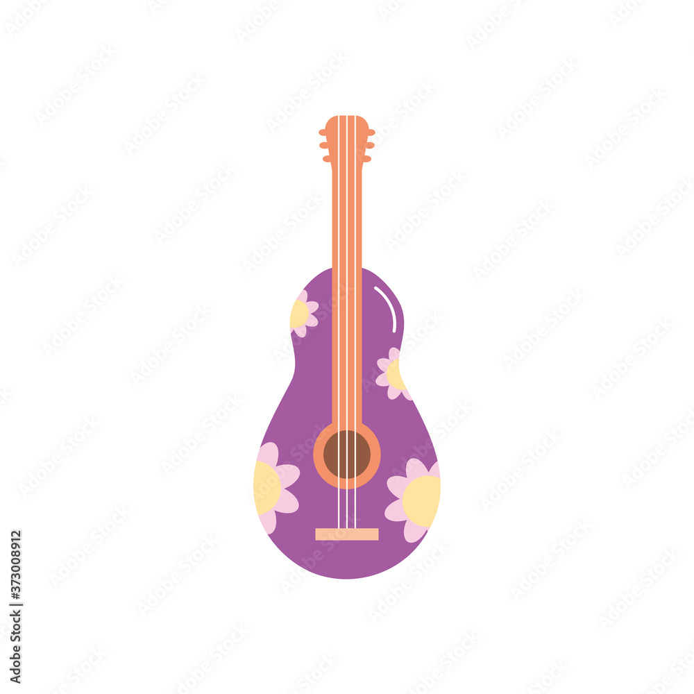 guitar with mexican design, flat style