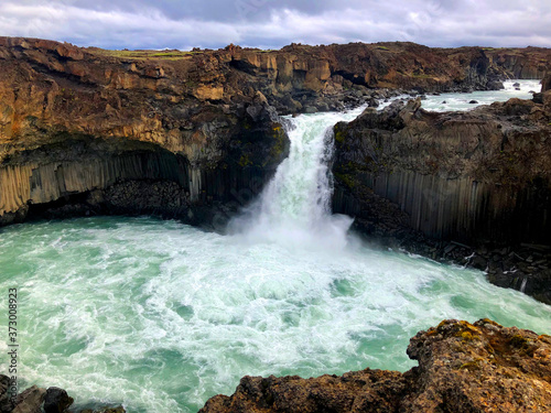 Aldeyjarfoss Waterfall  Close Up .