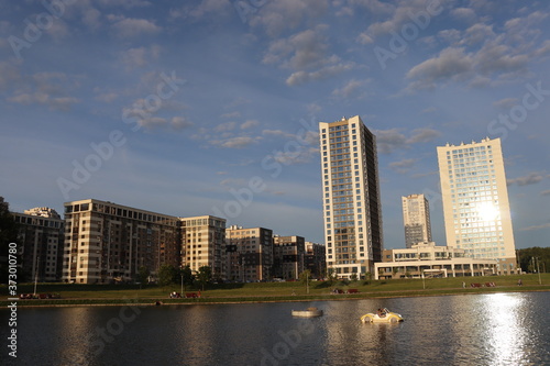 various buildings and unique architecture at Minsk streets