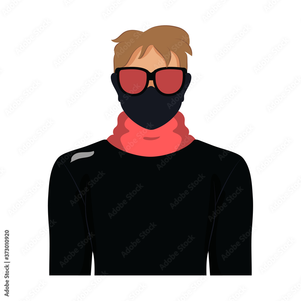 Isolated young man wearing a face mask - Vector Isolated young man wearing a face mask - Vector