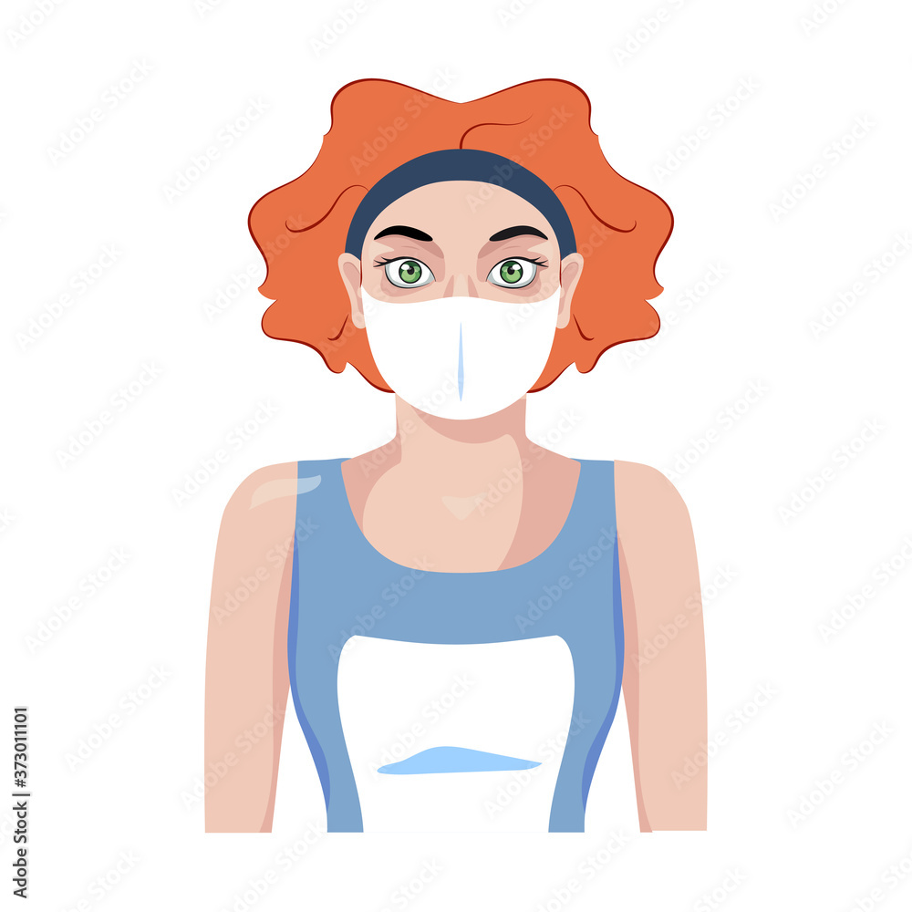 Isolated young woman wearing a face mask - Vector Isolated young woman wearing a face mask - Vector