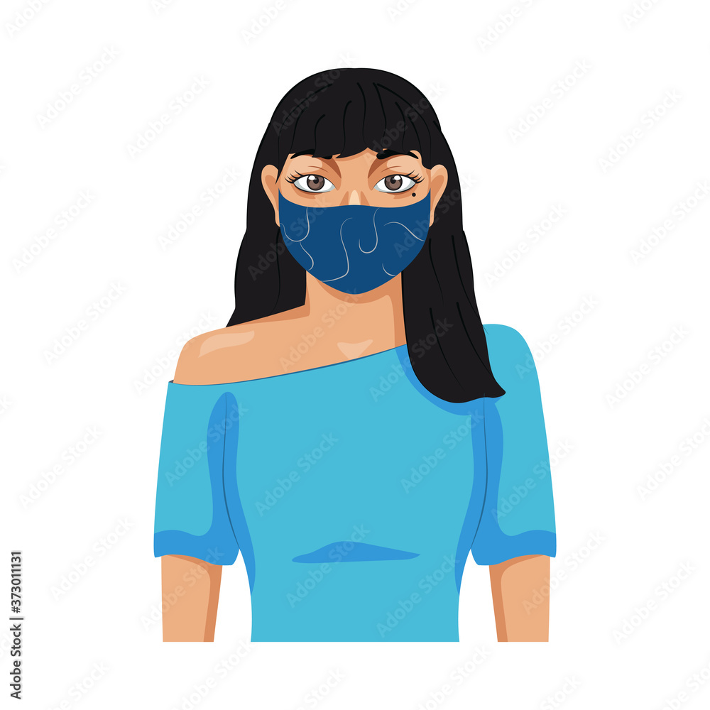 Isolated young woman wearing a face mask - Vector Isolated young woman wearing a face mask - Vector