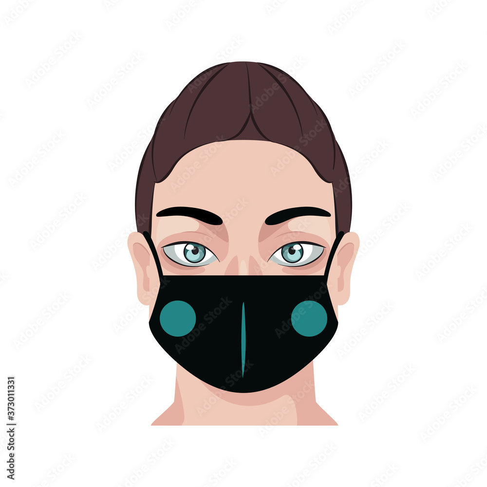 Isolated young woman wearing a face mask - Vector Isolated young woman wearing a face mask - Vector