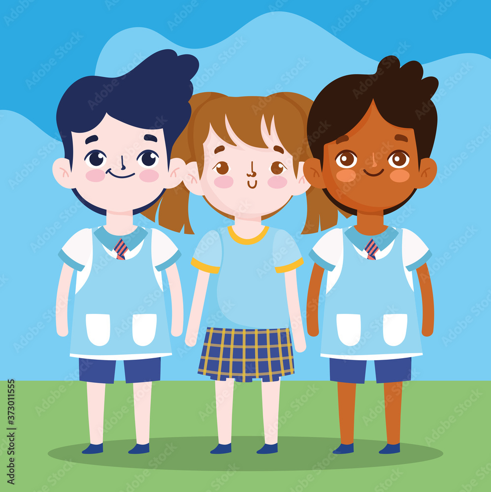 back to school, students girl and boys cartoon characters elementary education cartoon back to school, students girl and boys cartoon characters elementary education cartoon