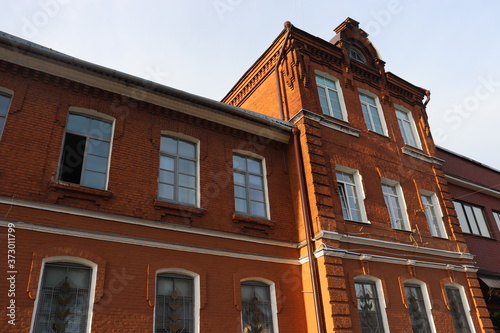 vintage brick british buildings in suburb