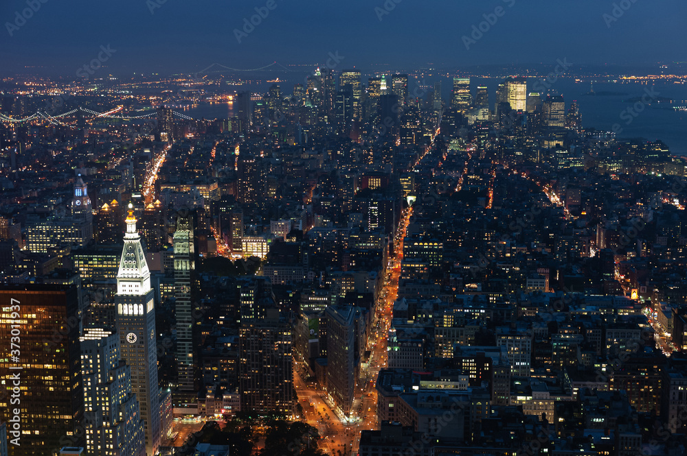 View of manhattan from the top at night