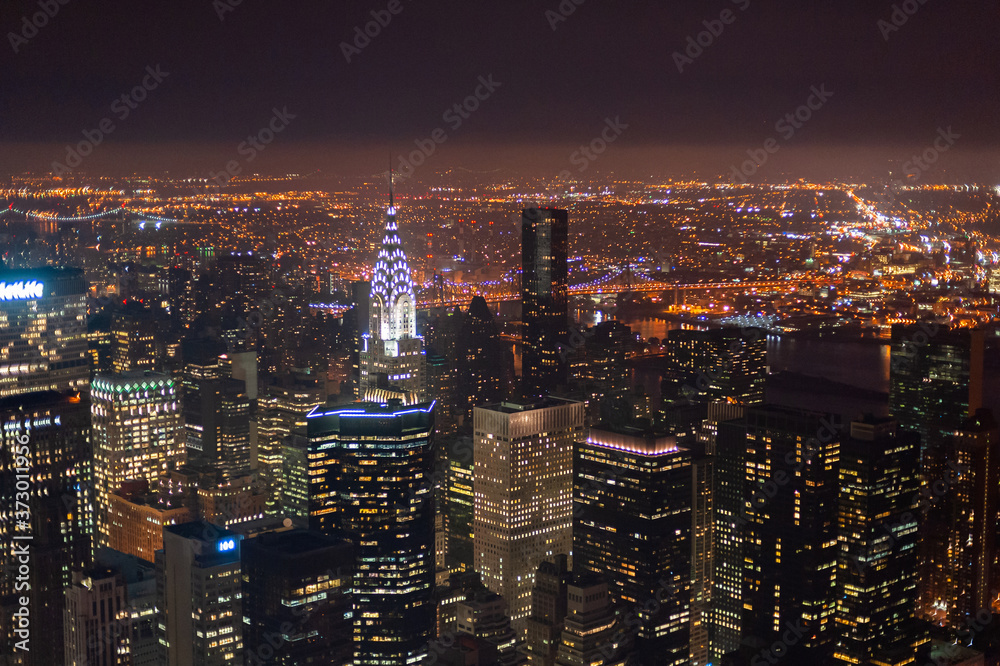 View of manhattan from the top at night