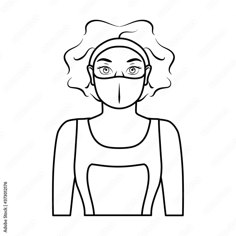 Isolated young woman wearing a face mask - Vector Isolated young woman wearing a face mask - Vector