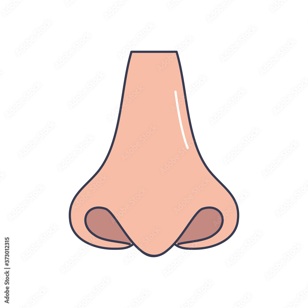 human body concept, nose icon, line fill style human body concept, nose icon, line fill style