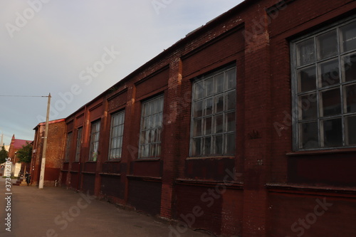 vintage brick british buildings in suburb