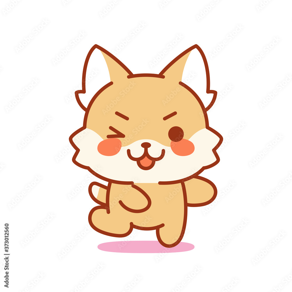 Isolated kitten winking. Cute emoji of a cat - Vector