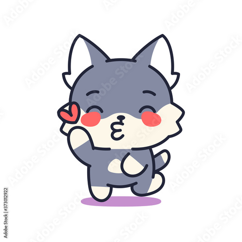 Isolated kitten blowing kisses. Cute emoji of a cat - Vector © illustratiostock