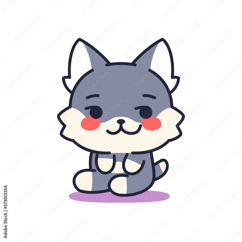 Isolated happy kitten. Cute emoji of a cat - Vector Isolated happy kitten. Cute emoji of a cat - Vector
