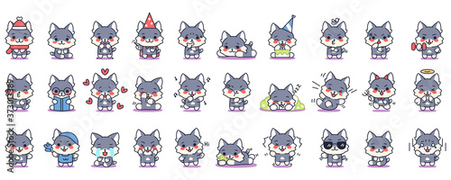 Set of cute emojis of cats - Vector