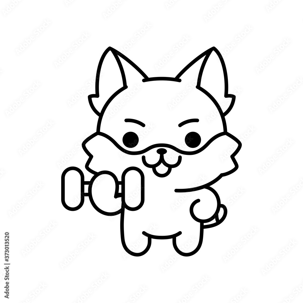 Obraz premium Isolated kitten exercising. Cute emoji of a cat - Vector