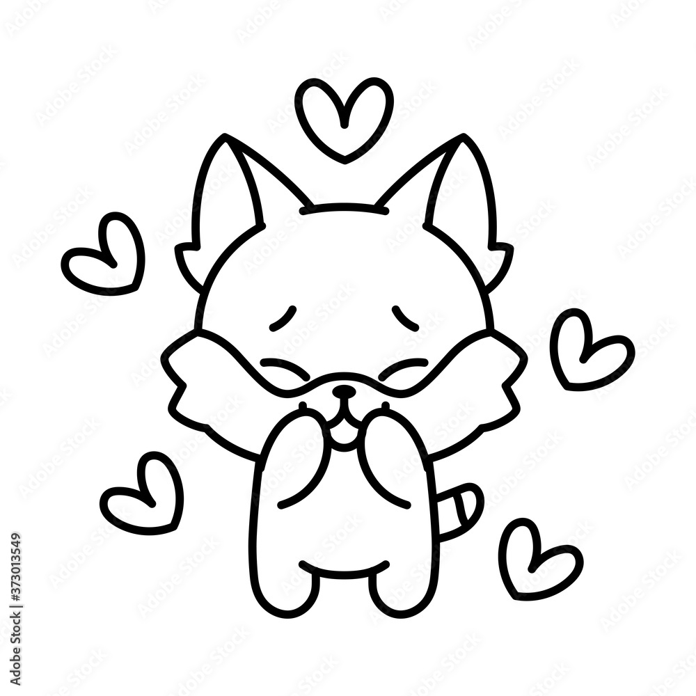 Isolated kitten in love. Cute emoji of a cat - Vector Isolated kitten in love. Cute emoji of a cat - Vector