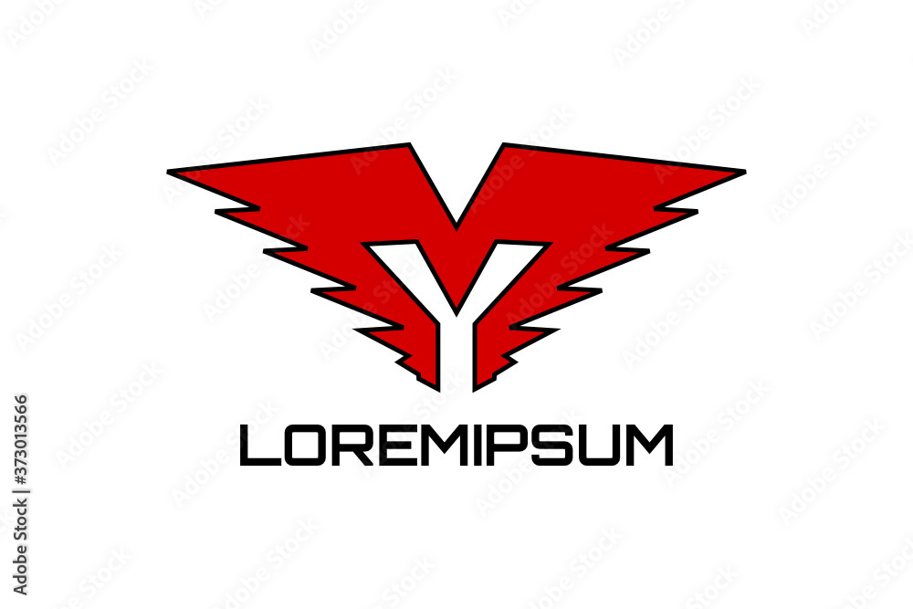Vector logo of wings with initial M positive and Y negative light background. Vector logo of wings with initial M positive and Y negative light background.