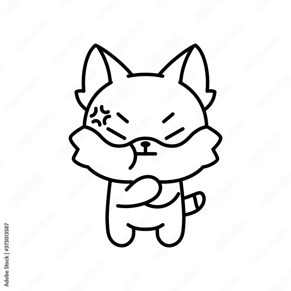 Isolated angry kitten. Cute emoji of a cat - Vector Isolated angry kitten. Cute emoji of a cat - Vector