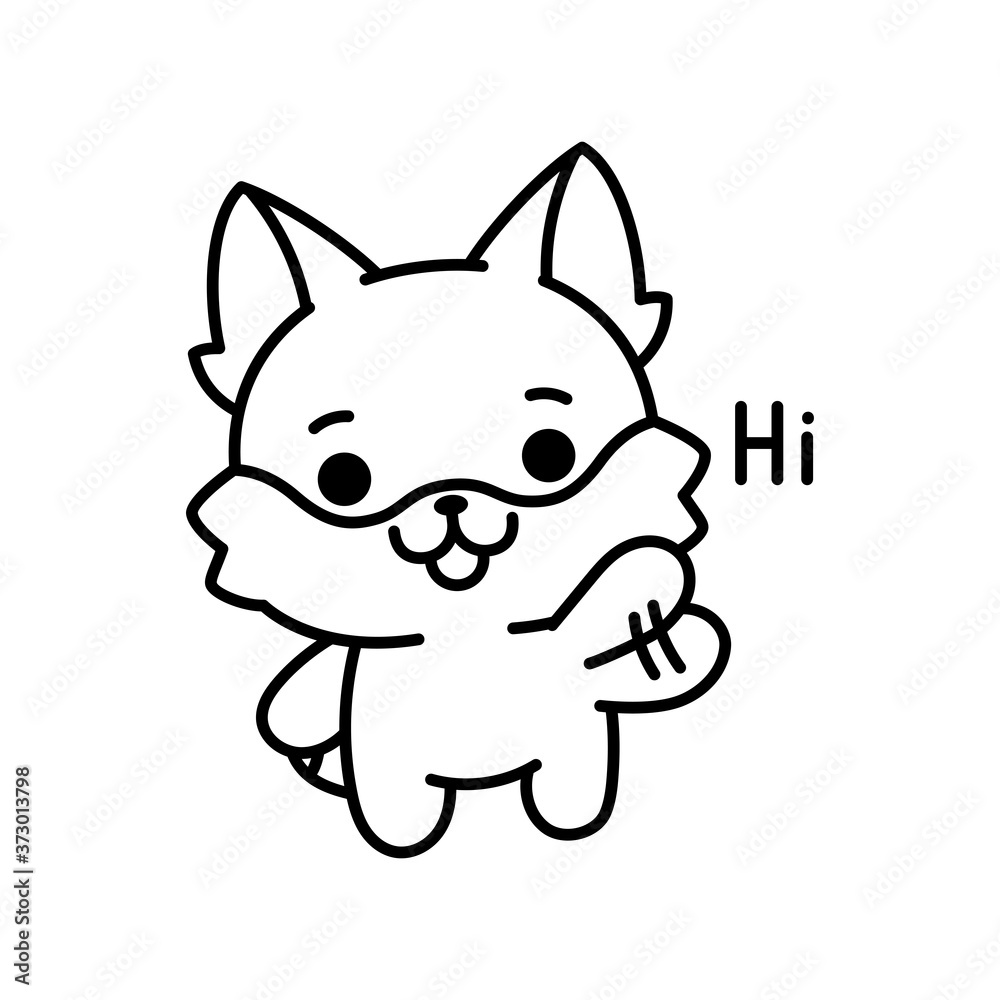 Obraz premium Isolated kitten waving. Cute emoji of a cat - Vector
