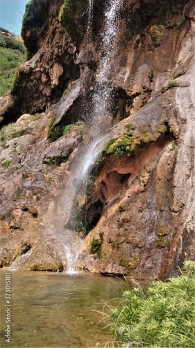 waterfall and cave
