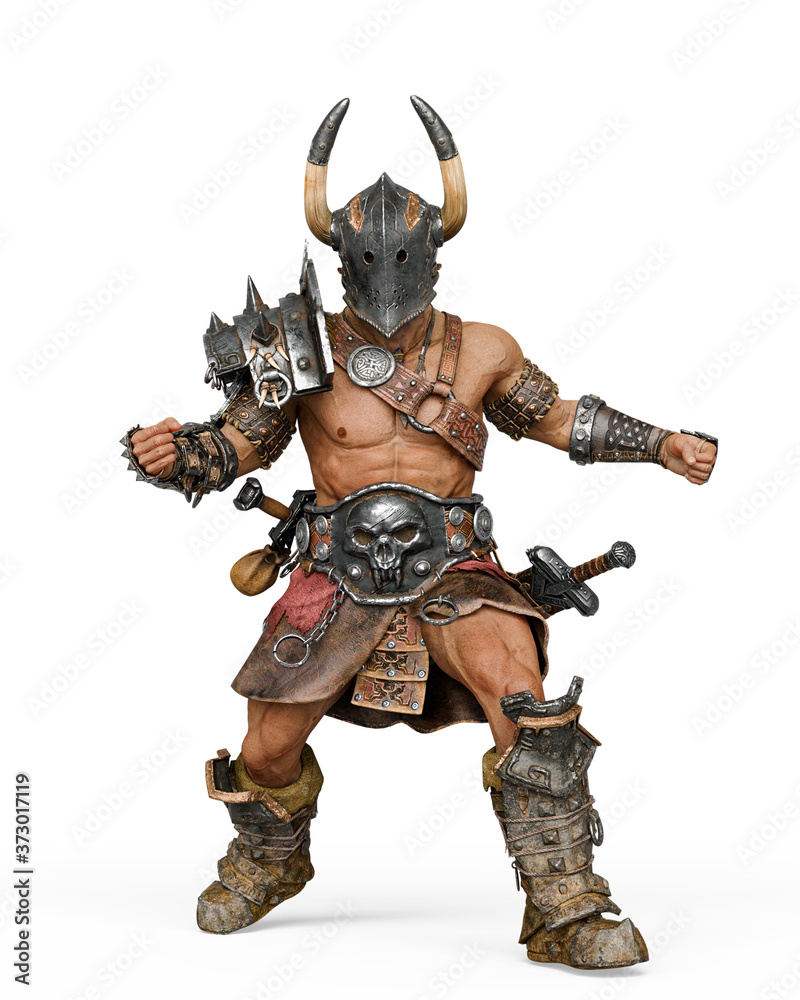 epic warrior man standing up in white background epic warrior man standing up in white background