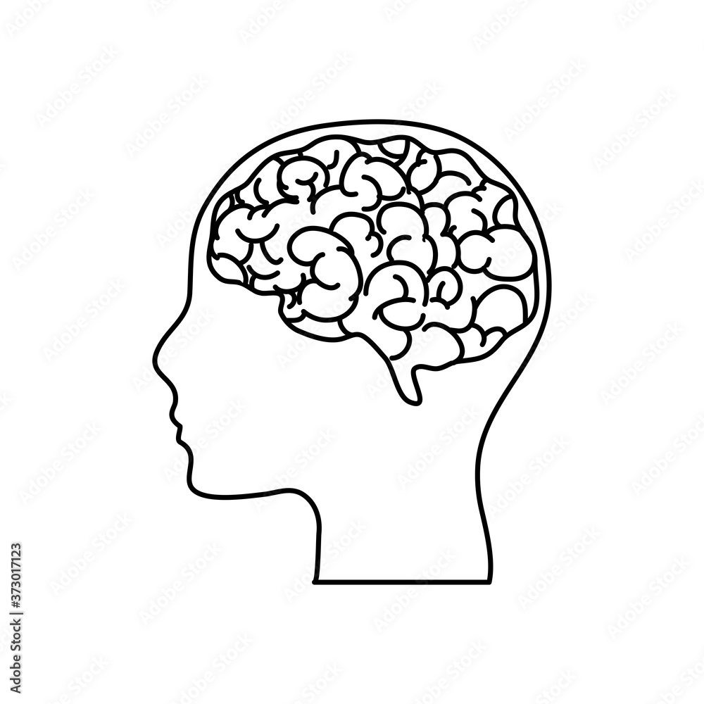 human body concept, head and brain icon, line style human body concept, head and brain icon, line style