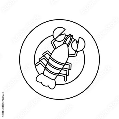plate with lobster icon, line style
