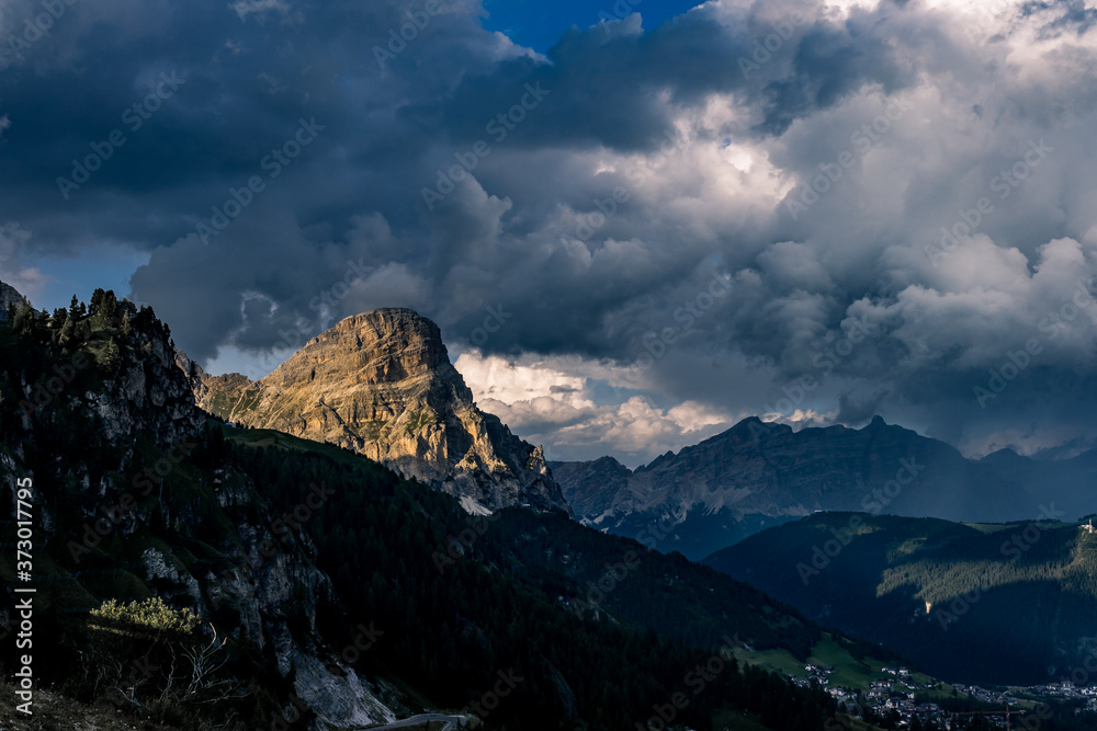 Dolomites mountains and cloudy sky, Italy