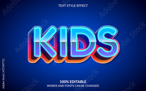 Editable text effect, Colorful Kids Text Style
