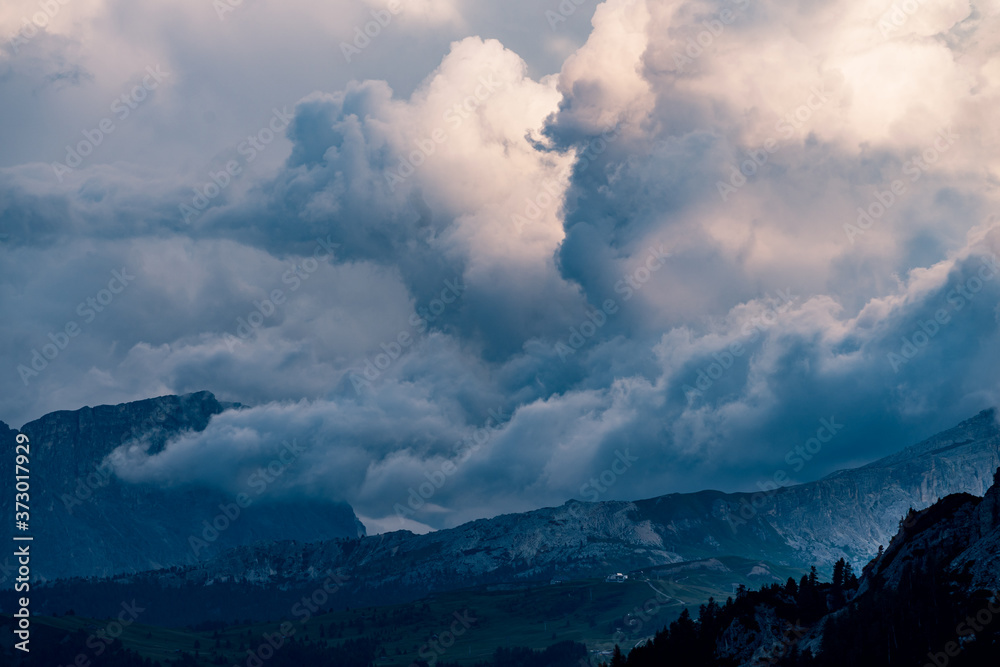Dolomites dramatic sky mountains, Italy