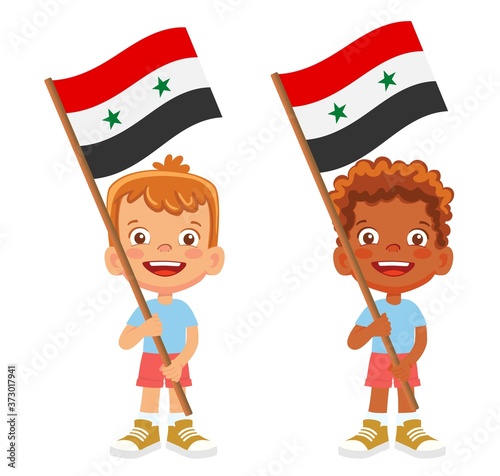 syria flag in hand set