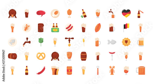 oktoberfest icon set, flat style