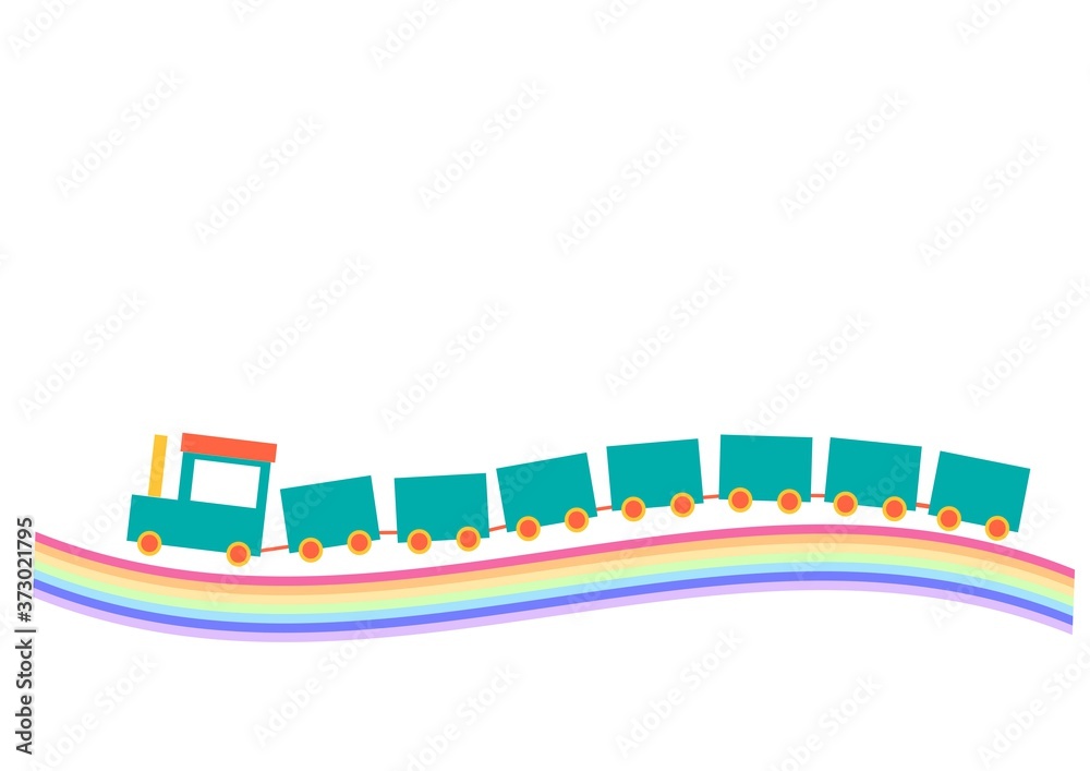 虹の線路を走る汽車のイラスト Stock ベクター Adobe Stock