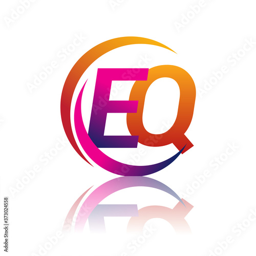 initial letter EQ logotype company name orange and magenta color on circle and swoosh design. vector logo for business and company identity.