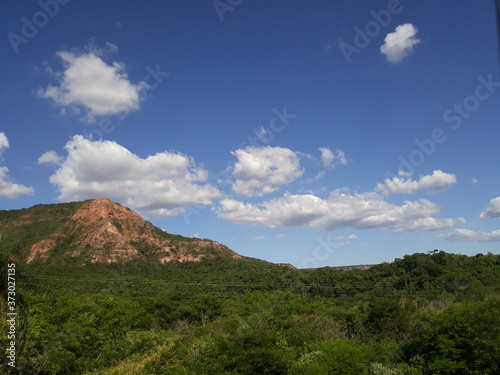 Clouds over the mountain. Exu Pernambuco Brazil