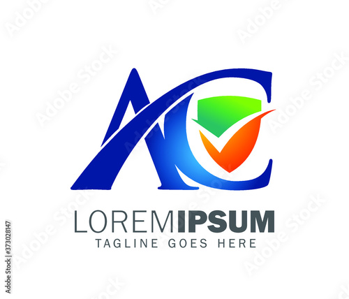 AC and shield monogram initial logo