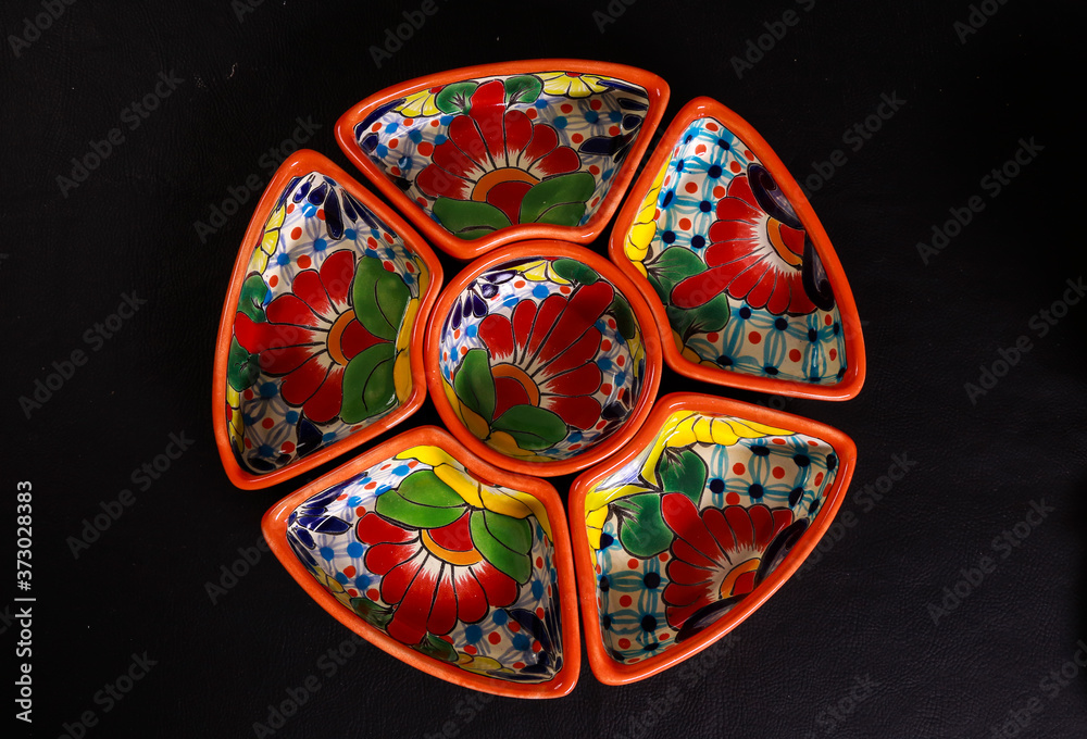 
colorful clay food pots