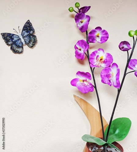 Butterfly and orchid on the...