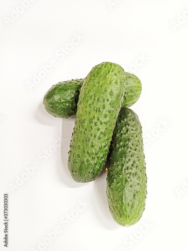 Photo of green ripe cucumbe...