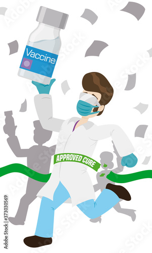 Medical Researcher Winning the Race in Vaccine Development, Vector Illustration photo