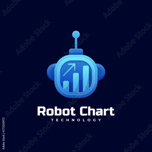 Vector Logo Illustration Robot Chart Gradient Colorful Style.