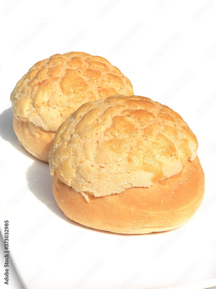  Close up of a typical Cantonese and Hong Kong bread Pineapple Bun (Chinese: Boluobao)