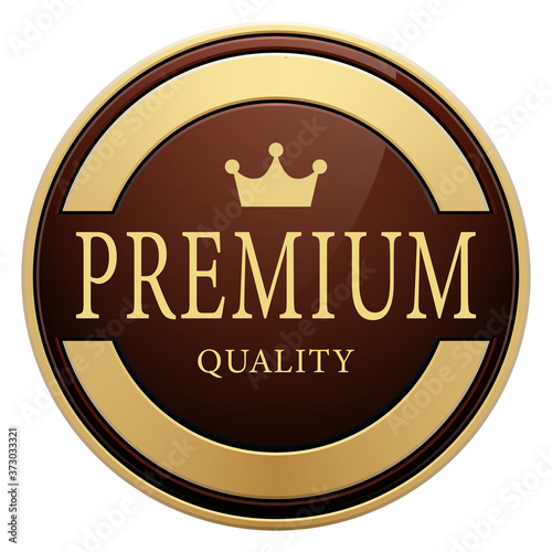 Premium quality badge crown brown glossy gold metallic round logo