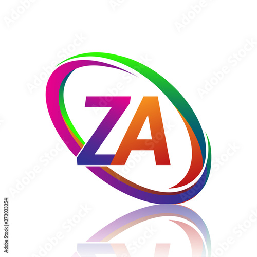 letter ZA logotype design for company name colorful swoosh. vector logo for business and company identity. photo