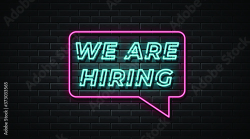 We are hiring neon signs vector. Design template neon sign